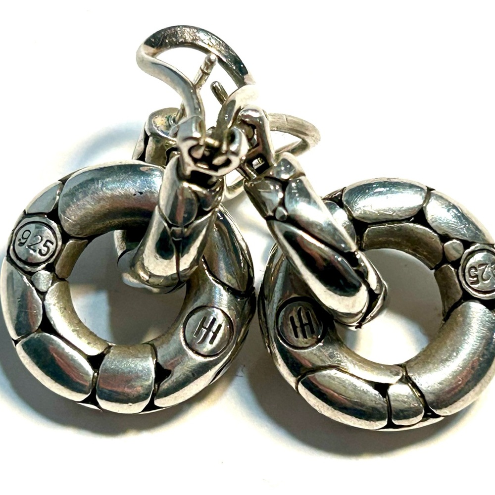 Authentic John Hardy Sterling Silver Double Hoop Earrings